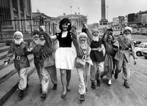 Snow White in Liverpool in the shape of Chester actress Vivien Day, with her seven dwarfs