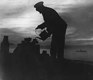 Silhouette Prints: Soldier prepares early morning tea at Suvla Bay during the evacuation