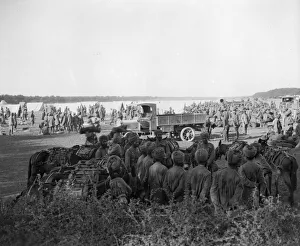 Soldiers from the 3rd Lahore Indian Division seen here pitching camp outside Orleans