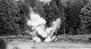 Soldiers of the Soviet Red Army destroy a German strong point during their offensive