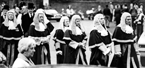 Judges Prints: Solemn faced judges wind their way from Durham Castle to the Cathedral in the annual
