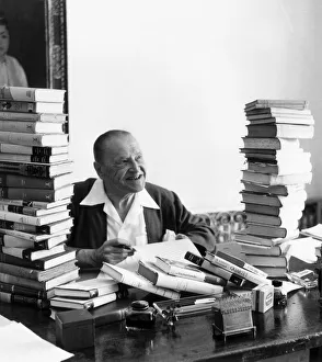 Somerset Maugham at Villa Mauresque, Cap Ferrat. Seen here sitting in his