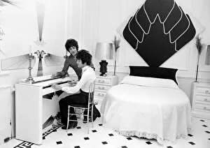 Pianist Prints: Songwriters Paul and Barry Ryan (dark shirt) in their flat in North Audley Street
