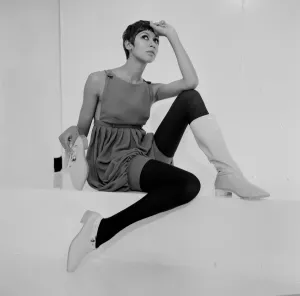 Shoe Prints: Sonia Pugin models Mary Quant Shoe Fashions at The Calrton Tower Hotel in London