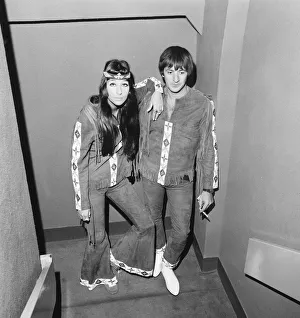 Sonny Bono & Cher, American music duo, pictured at the Royal Garden Hotel, London