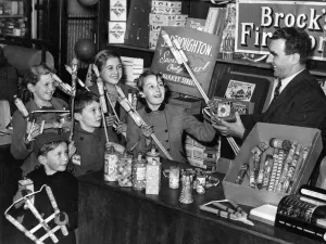 Fireworks Prints: And soon The Big Bang! Firework night. October 1953 P005347