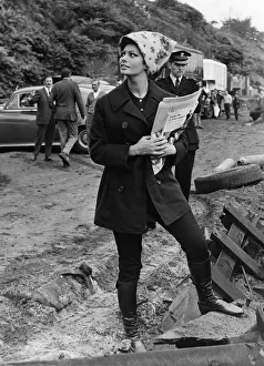 Head Scarf Prints: Sophia Loren August 1965 Italian actress Sophia Loren pictured arriving at Crumlin