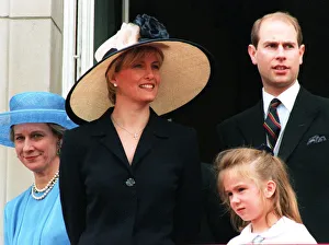 Earl Of Wessex Prints: Sophie Rhys Jones and fiance Prince Edward watching trooping of the colour