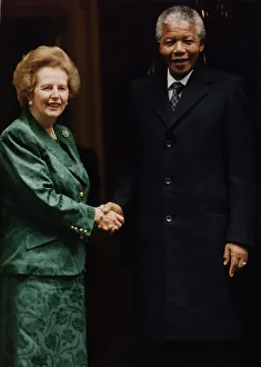 South Africa Prints: South African ex-political prisoner Nelson Mandela with British Prime Minister Margaret