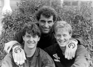00393 Prints: Southampton & England Players (from left) Steve Williams, Peter Shilton and Mark Wright