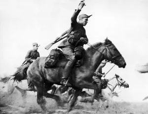 Soviet Cavalry troops attacking against the Germans during the Second World War