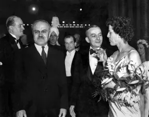 00041 Prints: Soviet foreign minister Vyacheslav Mikhailovich Molotov, with Georges Bidault and Mme