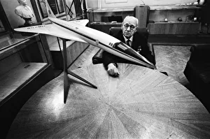 Airliner Prints: Soviet plane-maker Andrei Tupolev pictured with model of the TU-144