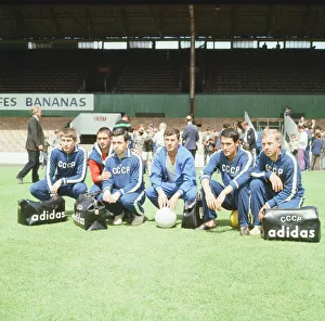Soviet Union Football Players, pictured during training session at Ayresome Park