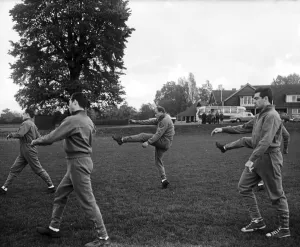 00932 Prints: Spains football team training at the Bank of England Club ground at Roehampton