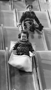 The Spanish City amusement park in Whitley Bay - youngsters enjoying the giant slide