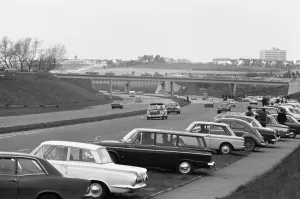 Motorway Prints: Spectators line the motorway to watch competitors in the 1970 Daily Mirrors World Cup