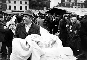 Stalls Prints: Spence the blanket man managed to raise a laugh at Birkenhead Market