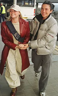 The Spice Girls Emma Bunton and Mel C November 1998 leave Heathrow Airport for Chicago
