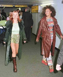 Spice Girls Geri Halliwell and Mel B leave Heathrow Airport for Manchester