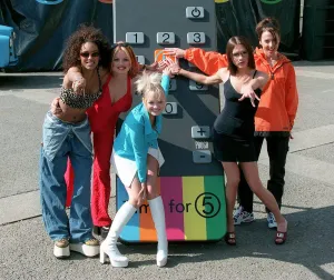 The Spice Girls, help to launch the New Channel Five at Marble Arch in London today