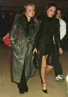 Images Dated 11th November 1997: Spice Girls Victoria Geri leaving Heathrow for Madrid November 1997