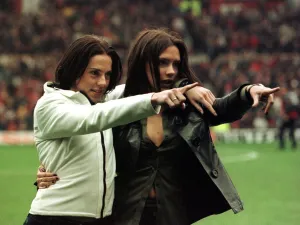 Spice Girls Victoria and Mel C at the Manchester United v Sheffield Wednesday football