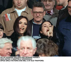 Spice Girls Victoria and Mel C at the Manchester United v Sheffield Wednesday football