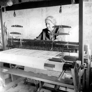 Textile Prints: The Spinnerse guild of Kent. Women using hand operated loom