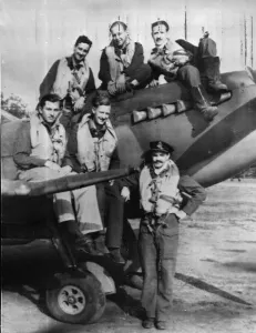 01459 Prints: When six Spitfire pilots cams upon I8 Luftwaffe M*109s near Rome recently