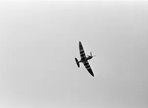 Spitfire single seat fighter aircraft on show at RAF Woodvale, South of Southport