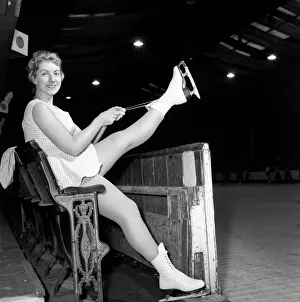 Sport: Figure Skating: Jennifer Nicks ice skater seen here practising in Brighton. 1958