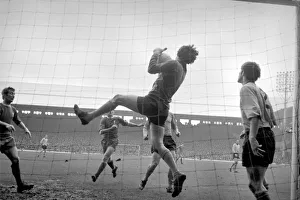 Sport: Football: Liverpool v. Wolverhampton Wanderers. Parkes grabs a Roger Hunt header