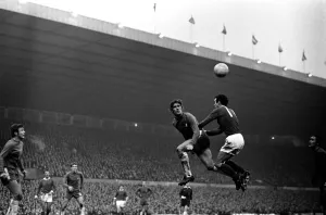 Sport: Football: Manchester United v. Chelsea. David Webb of Chelsea gets a push in