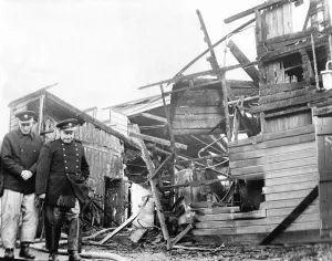 Sport - Football - Swansea - Vetch Field - Firemen pick their way through the ruins of