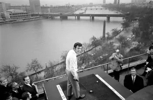 Record Prints: Sport Golf: Top British golfer Tony Jacklin had a drive from the north side of the river