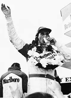 Sport Motor Racing John Watson the Grand Prix Winner relaxes with a soft drink