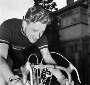 Sport Olympics. Cyclist Ron Stre Hon seen here training for the 1956 games