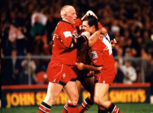 00369 Prints: Sport - Rugby League - Wales 28 France 6 - A hat-trick from the flying winger Anthony