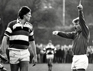 Rugby Prints: Sport - Rugby - Pontypool lock Kevin Moseley leaves the field after being sent off by
