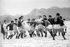 Sport. Rugby Union. Action in the snow. November 1969 Z11471-006