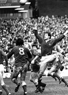 Sport - Rugby - Wales v France - 1982 - Welsh wing forward Rhodri Lewis leaps for