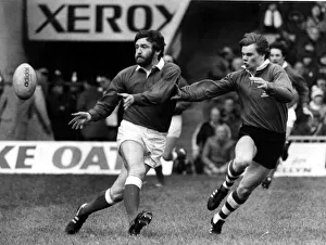 Sport - Rugby - Wales v Presidents XI - Ray Gravell gets the ball away for Wales as