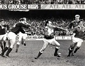 00125 Prints: Sport - Rugby - Wales v Scotland - 1988 - Ieuan Evans makes a break - Western Mail