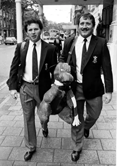 Sport - Rugby - World Cup 1987 - Wales - Billy James and Anthony Buchanan walking down