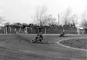 Corner Prints: Sport - Speedway - Cardiff - Crack riders of the speedway scorch the cinders at a try-out
