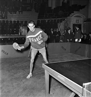 Table Tennis Prints: Sport: Table Tennis Championship: Michael Lamskey of France. November 1953 D6812