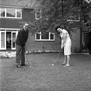 Sports commentator Harry Carpenter seen here at home with his wife. 1960 A953-004