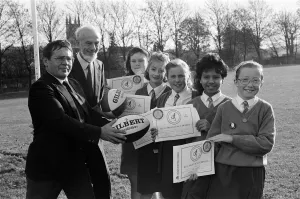 Five sporty schoolgirls have kicked off shining careers in a traditionally all-male