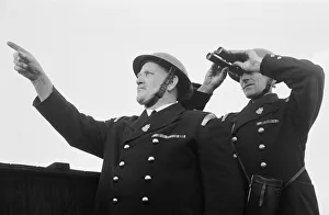 Blitzkreig Prints: Spotters Sam Sprawson (pointing) and Reg Parsons (with glasses) on a Mayfair roof